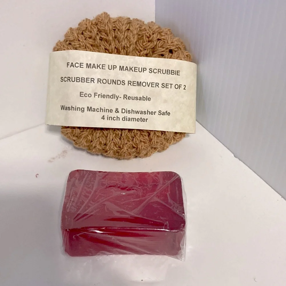 Glycerin Soap with Face and Body Wash Brown Scrubbies Scrubby Set of 2